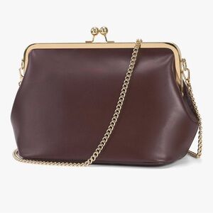 Elegant Burgundy Faux Leather Kisslock Clutch